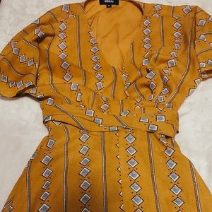 Women’s Mustard & Turquoise Wrap Dress